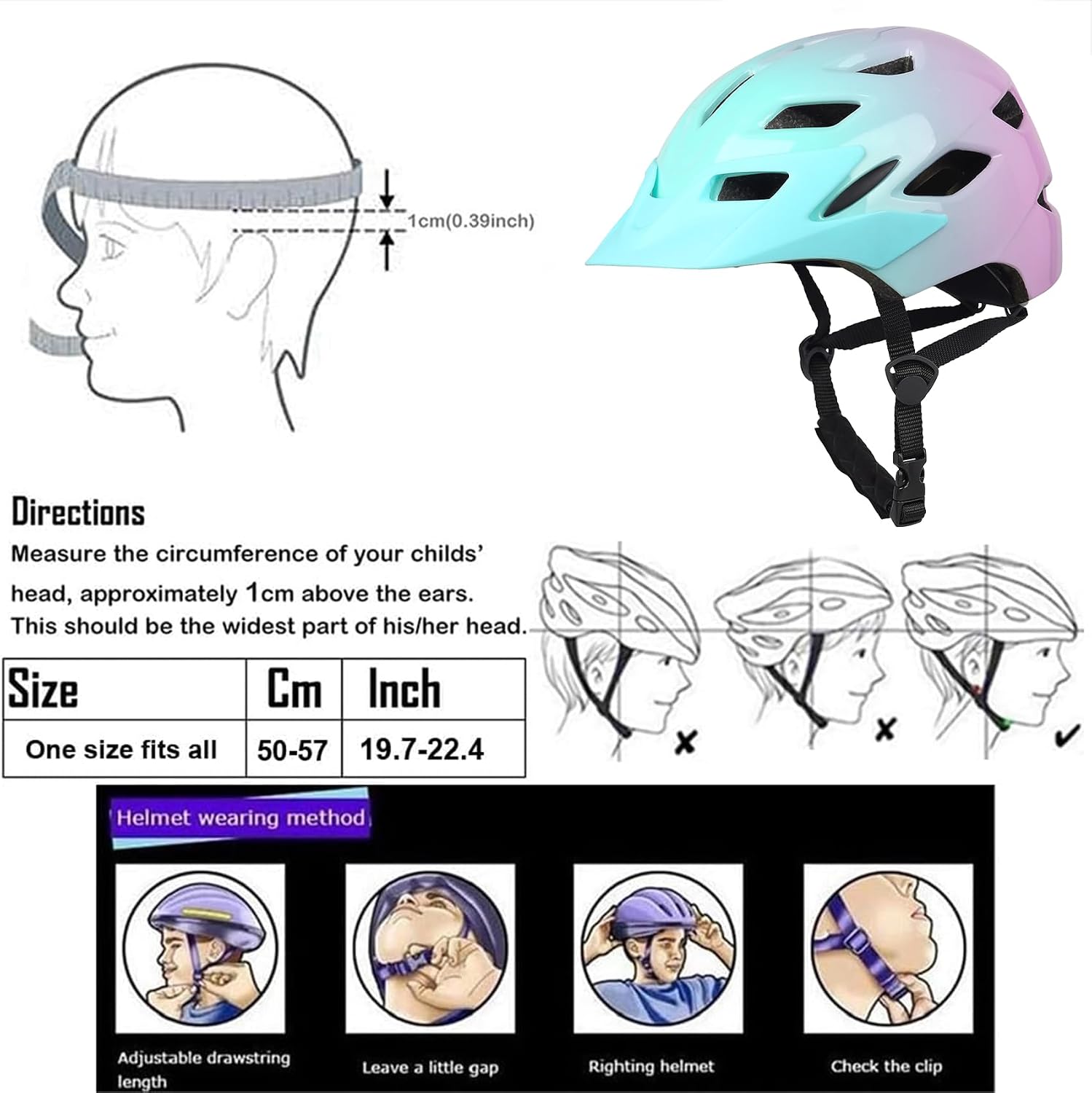 Detalle 2 de Bavilk Kids Bike Helmet with LED Light, Detachable Visor, and Multi-Sport Protection