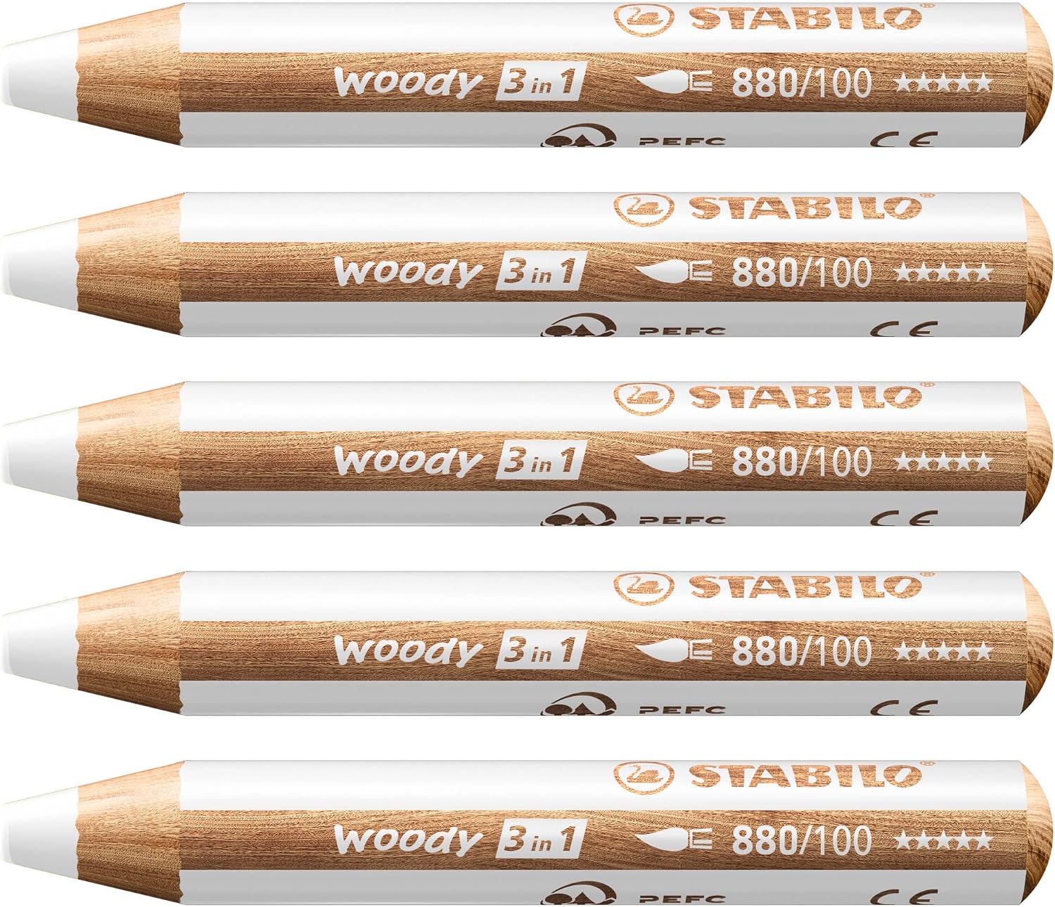 Imagen de STABILO woody 3 in 1 - Matita colorata Multi-Funzione (Confezione da 5) – Bianco en OfertitasTOP