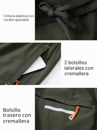 Detalle de Cimic Pantalón corto de running para hombre con bolsillos y cremallera