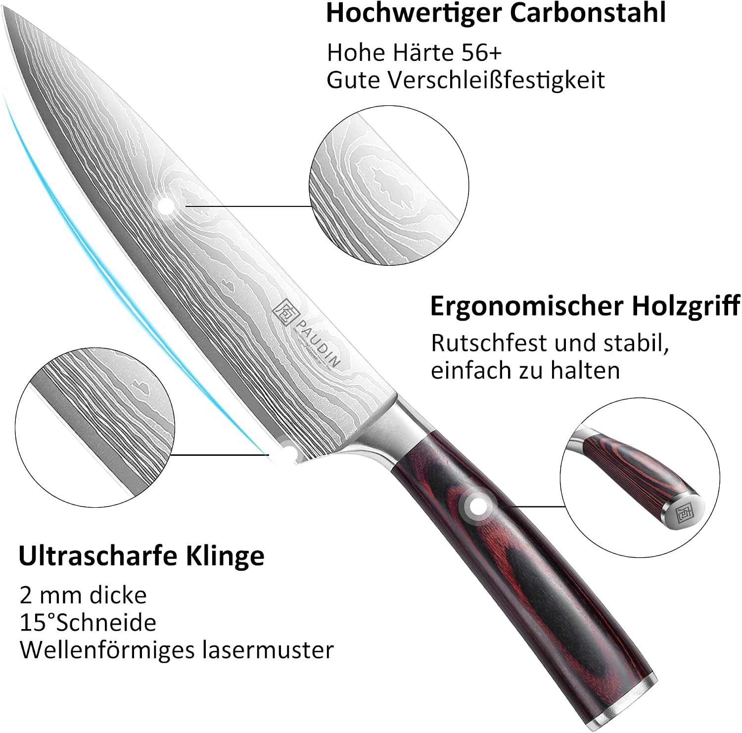 Detalle de PAUDIN Messerset Küchenmesser Set 3-teilig