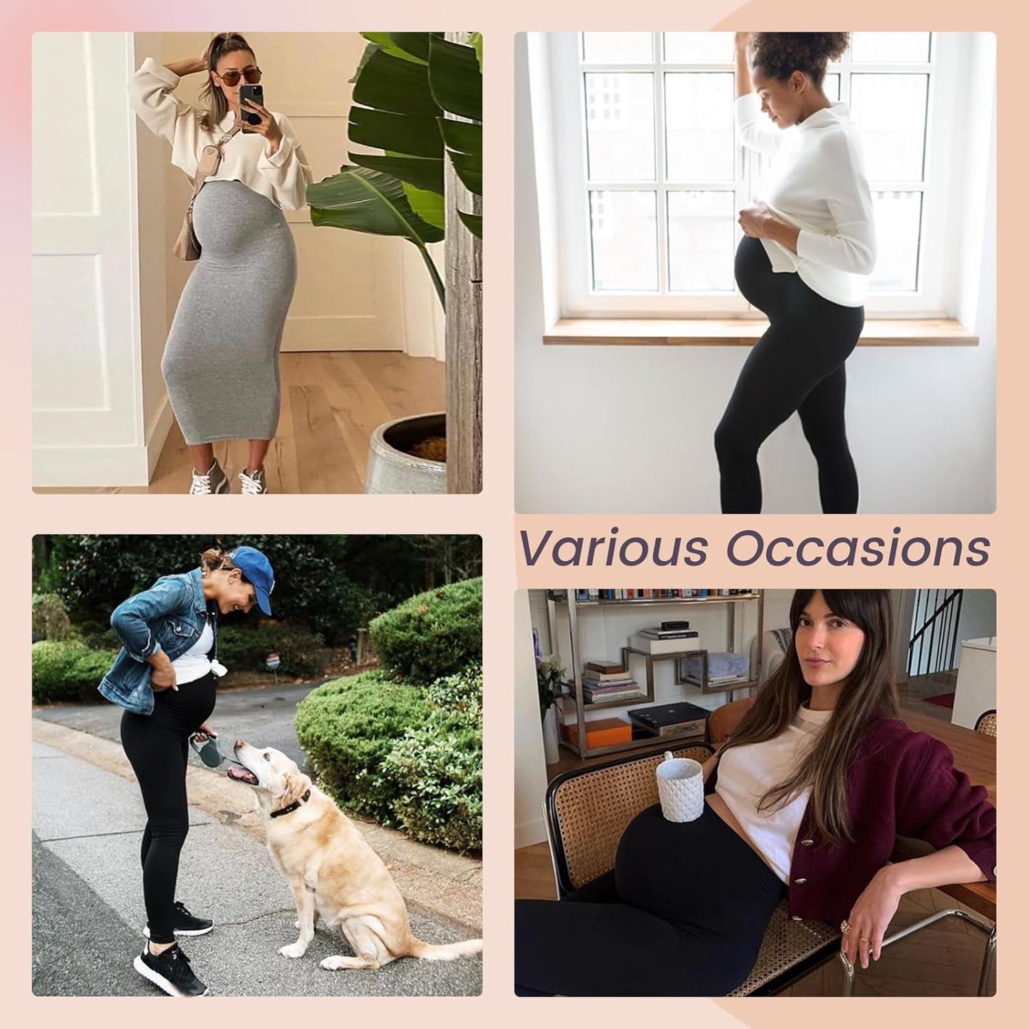 Thumbnail 1 de AMIYOYO maternity over-bump leggings (high waisted, stretchy belly support) for yoga, workouts and everyday wear