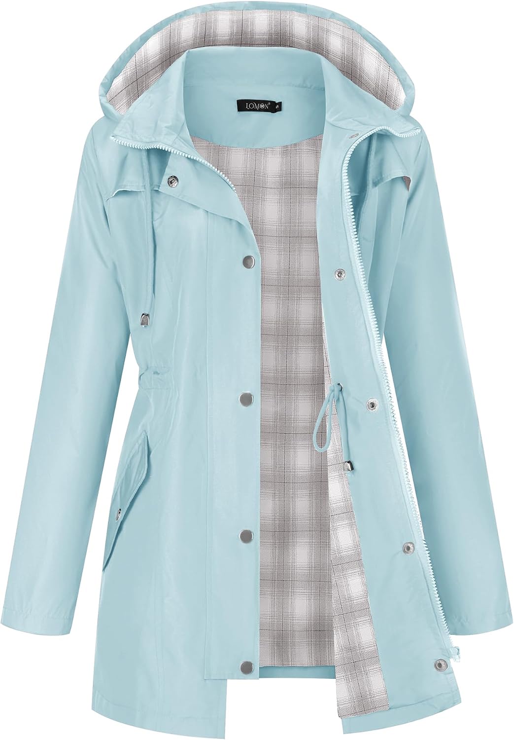 Detalle de LOMON Women Waterproof Outdoor Hiking Raincoat Rain Jacket with Lined Hood