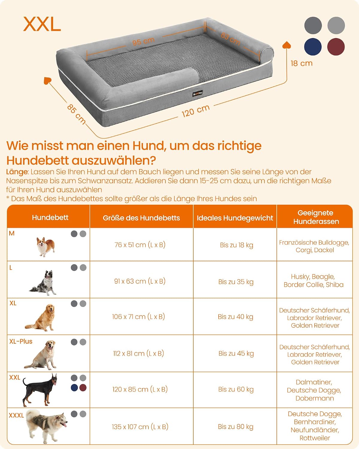 Thumbnail 4 de Feandrea orthopädisches Hundebett 120 x 85 cm