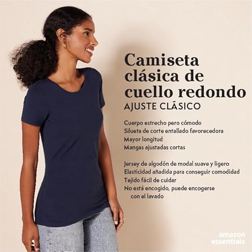 Thumbnail 1 de Amazon Essentials pack de 2 camisetas de manga corta mujer (cuello redondo o en V) blanco con corazones/rosa, talla L