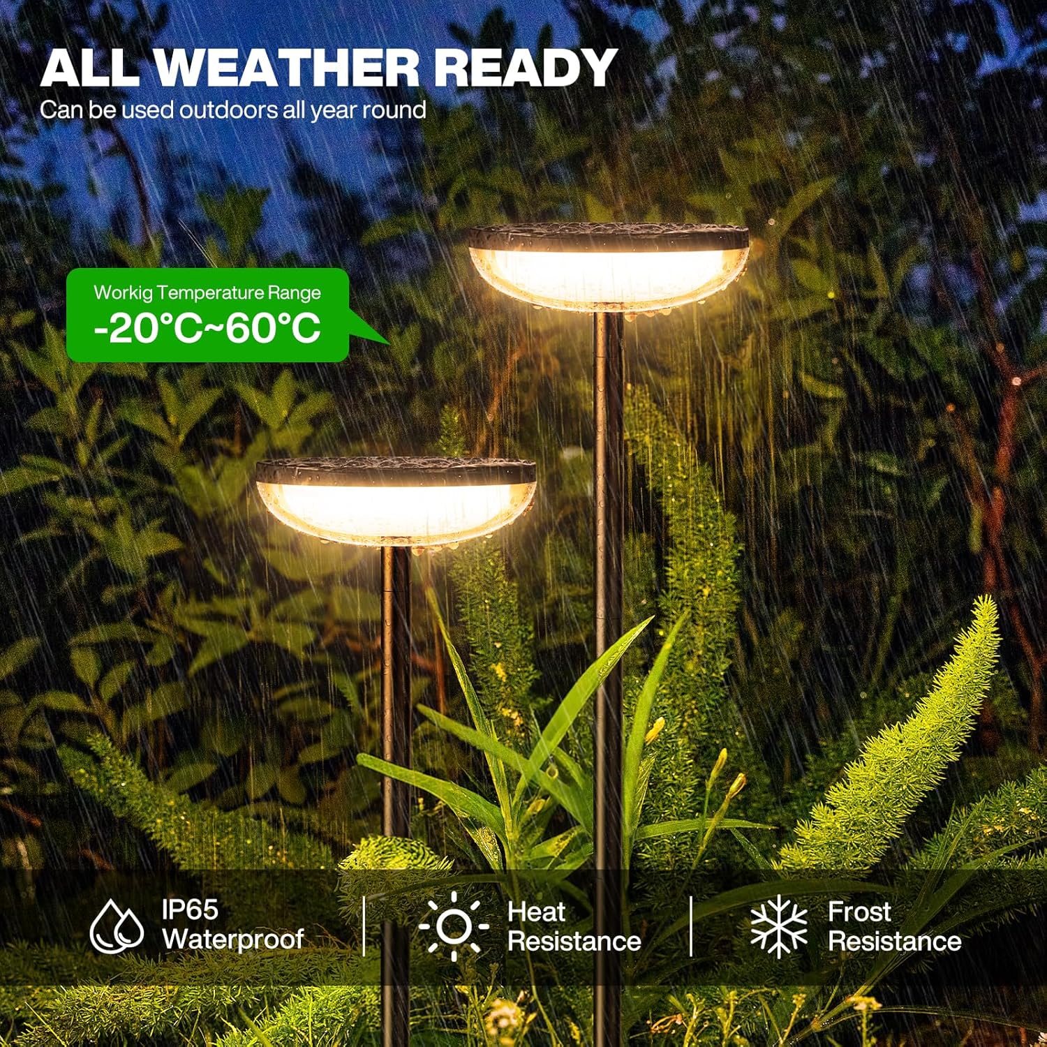 Thumbnail 3 de GEARLITE solar garden lights 4-pack (IP65, 1000mAh battery) for paths, patios and yards