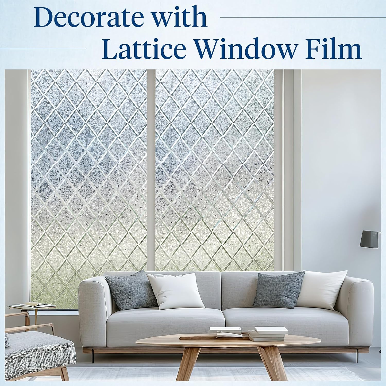 Detalle de Haton YRS-A020 Window Privacy Film, Decorative Lattice Vinyl, Static Cling, 17.5" x 78.7
