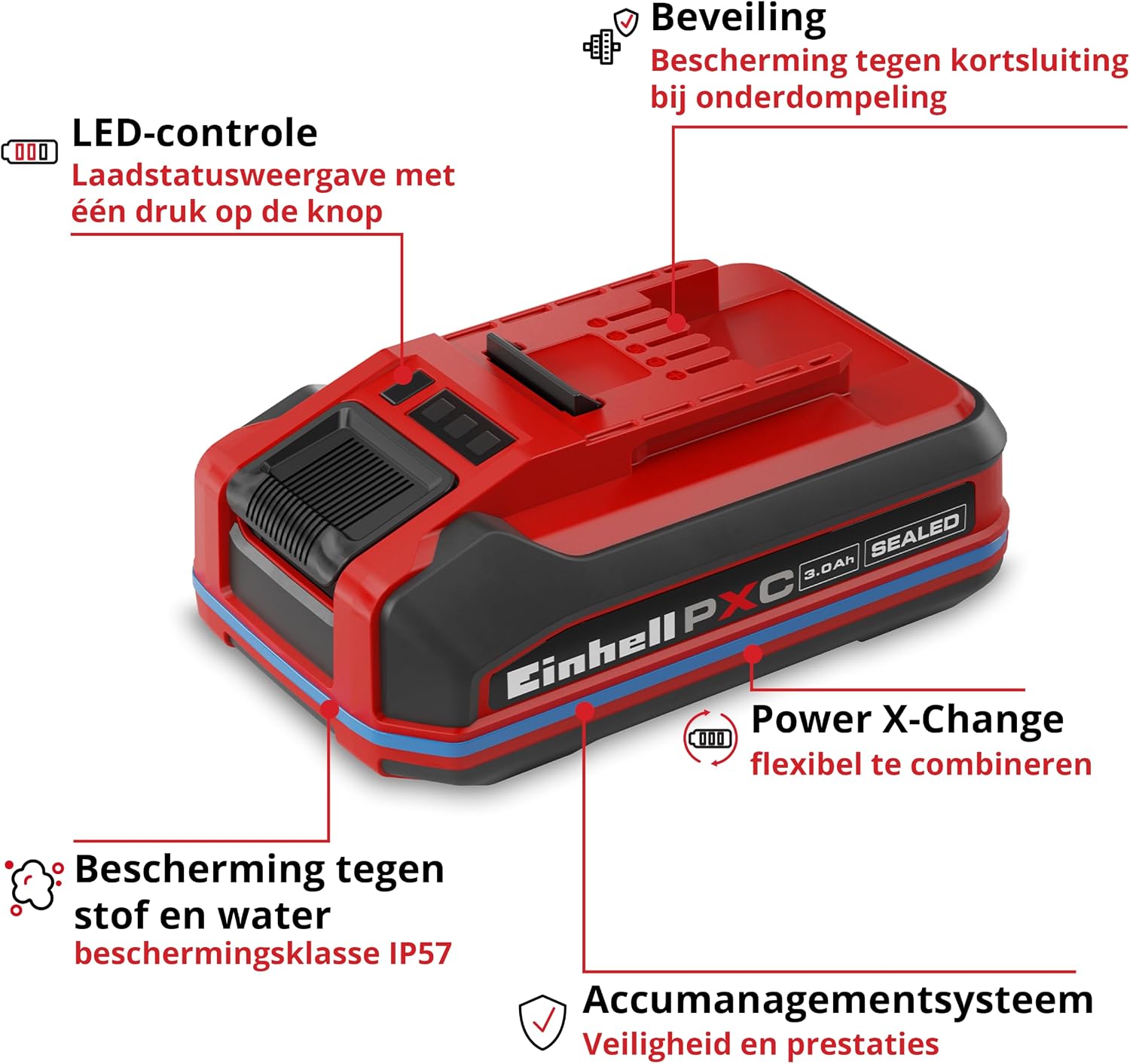 Thumbnail 3 de Einhell 4511618 PXC+ SEALED accu 18 V 3,0 Ah met IP57