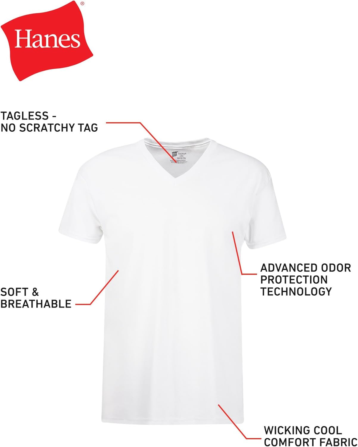 Thumbnail 5 de Hanes Men's Cotton V-Neck Undershirt Pack