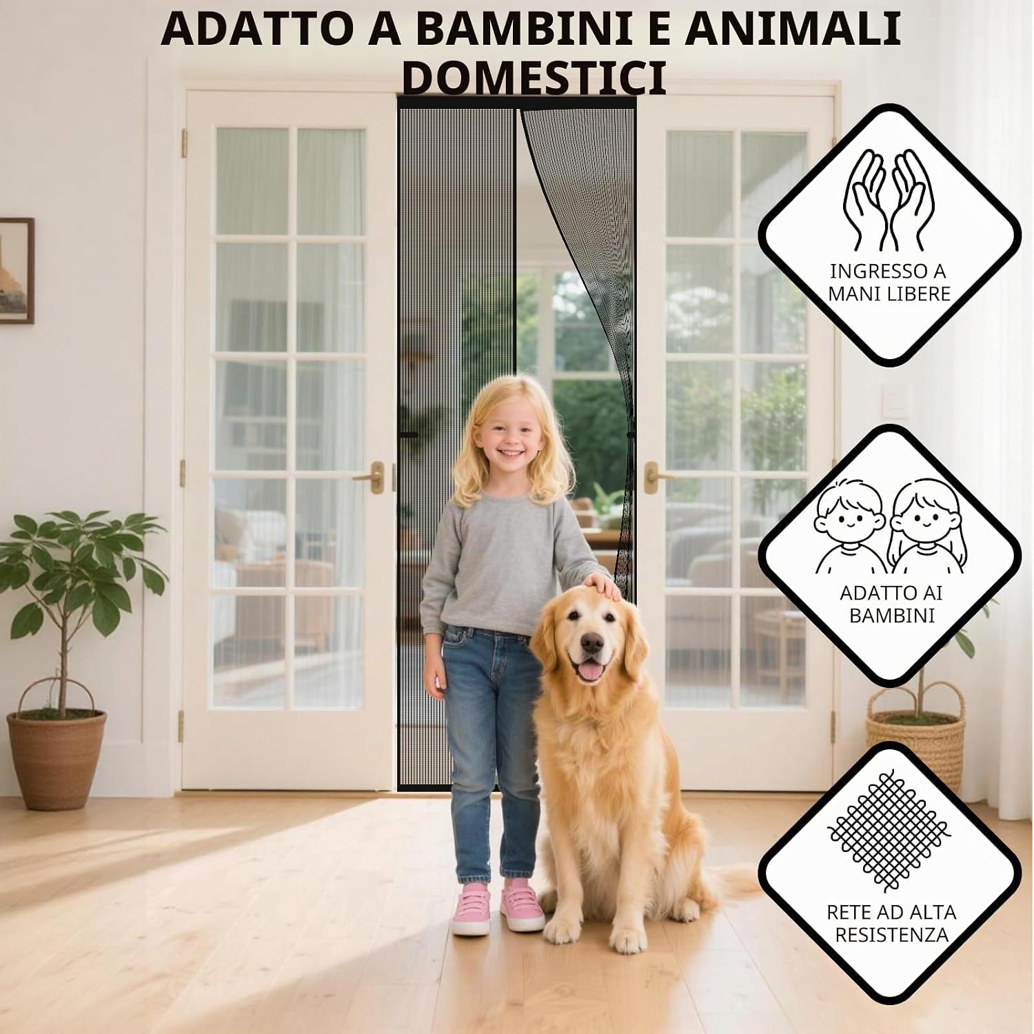 Detalle de ViShawtek Zanzariera Magnetica 95x220 per Porta Finestra – Sicurezza, Aria Fresca e Facilità d’Installazione