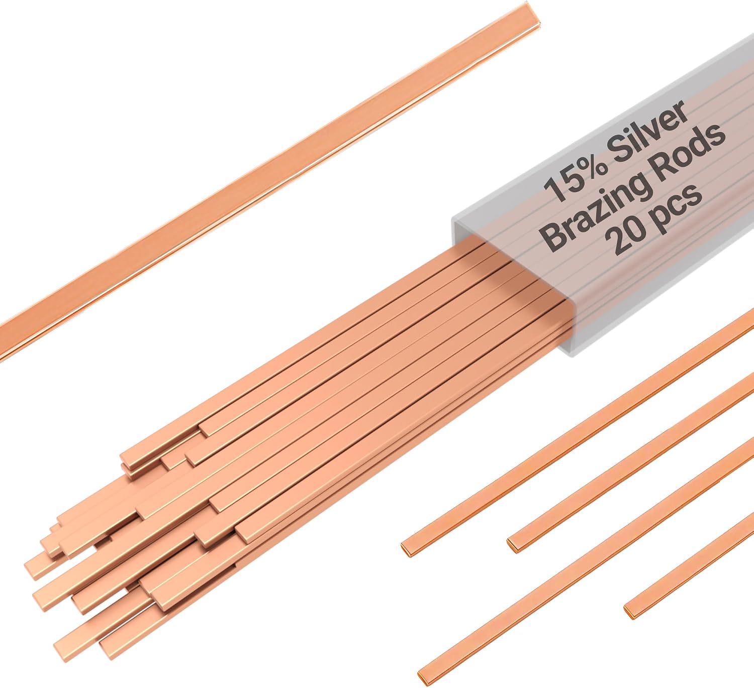 Detalle de 15% Silver BCuP-5 Brazing Rods, 20 Sticks: Silver Solder for HVAC & Refrigeration