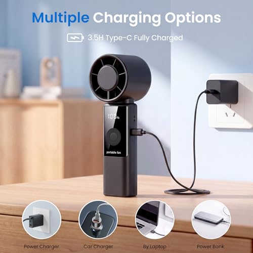 Thumbnail 4 de Phimke Portable Handheld Fan — High Speed 3-in-1 Foldable USB Rechargeable (Black)