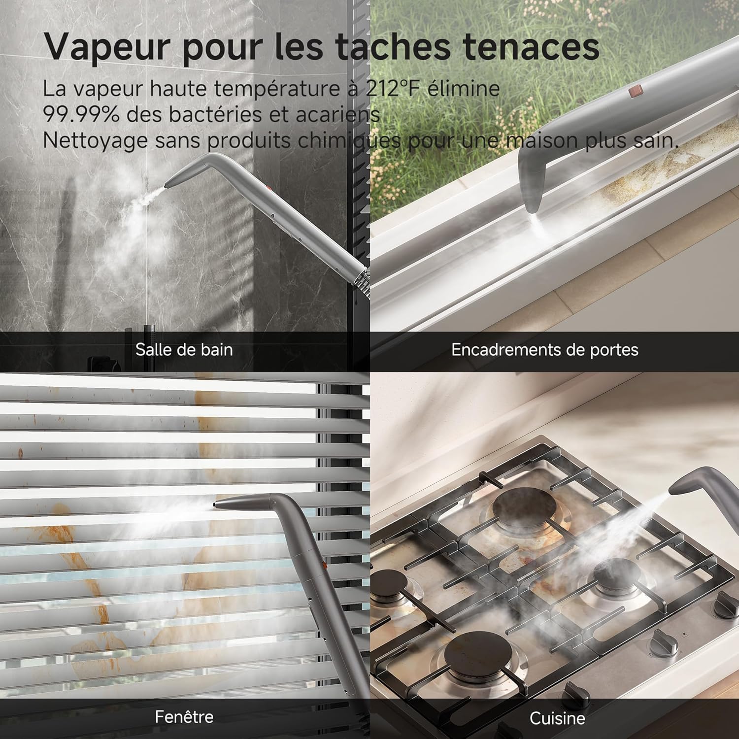 Thumbnail 3 de Nettoyeur vapeur Uwant B400 (vapeur + eau chaude) pour canapé et tissus, aspiration 18 kPa, portable avec 4 accessoires
