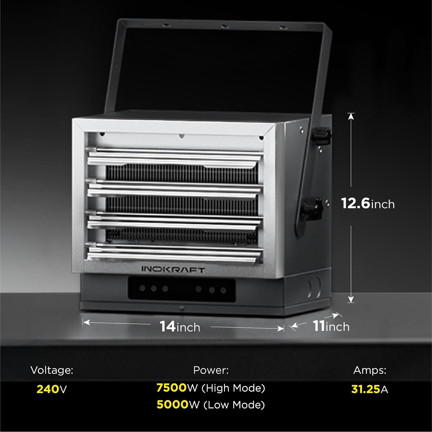 Detalle de InoKraft IK05088001 7,500W Electric Garage Heater, 240V, NEMA 14-50P