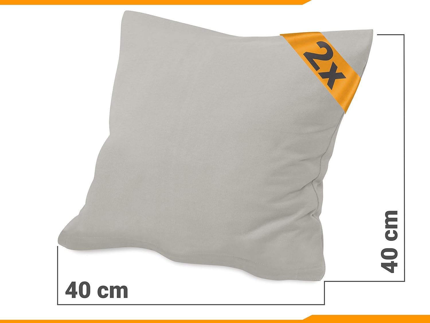 Thumbnail 2 de npluseins Lot de 2 Housse de Coussin pour traversin 40x40 cm – Jersey coton certifié Oeko-Tex, Silber