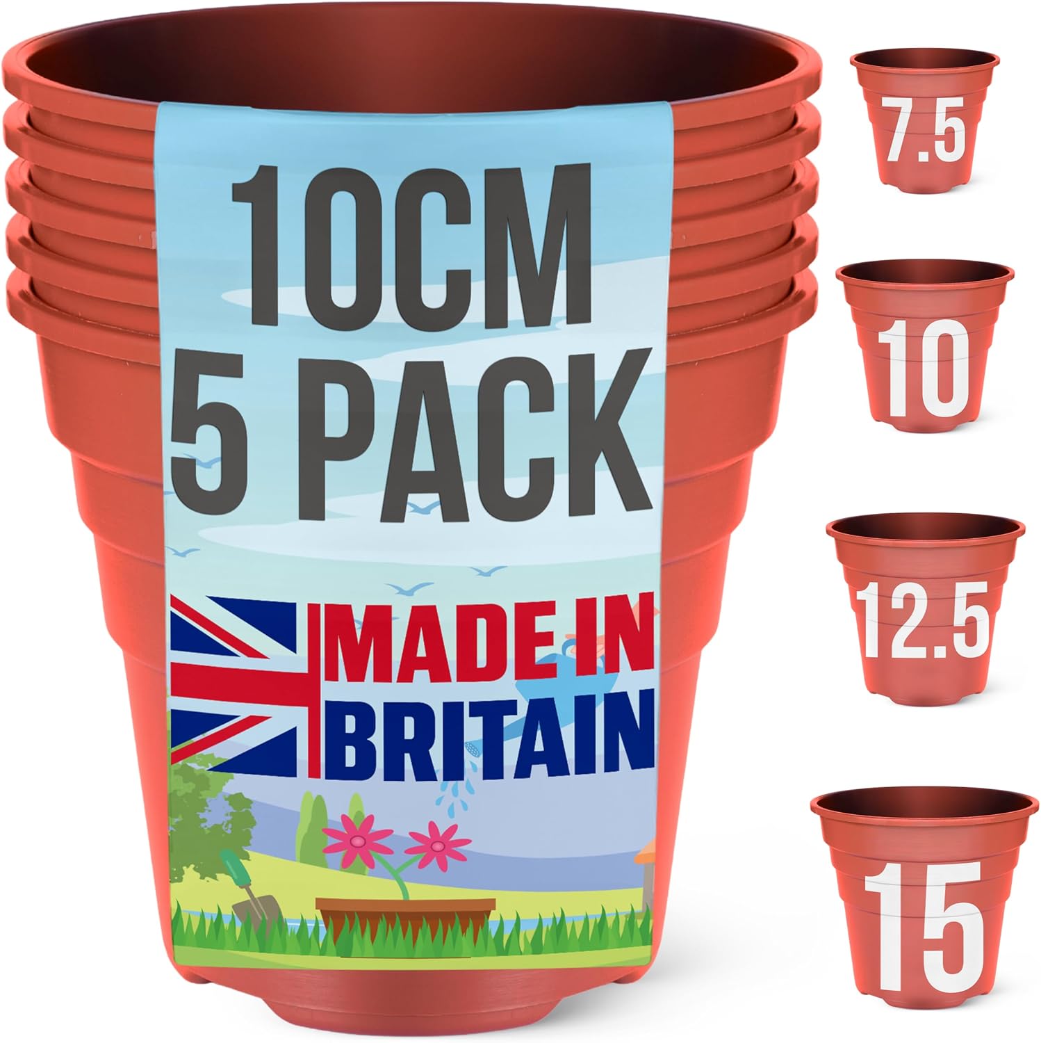 Detalle de Happy Pots 10cm Gloss Terracotta pack of 5