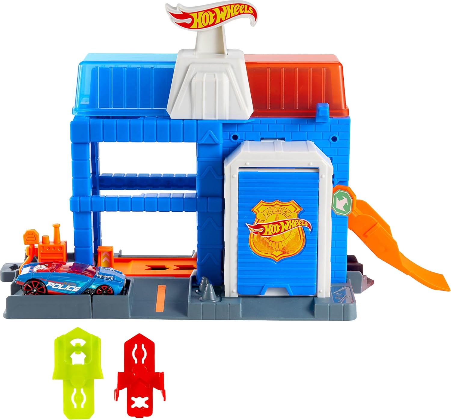 Detalle de Hot Wheels Torre di Polizia – Set espandibile a tre piani con veicolo incluso (JHL74)