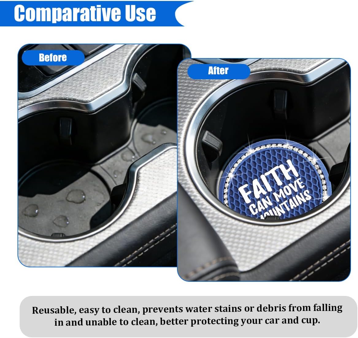 Detalle de Zpana Car Cup Holder Coasters, 2.75-Inch