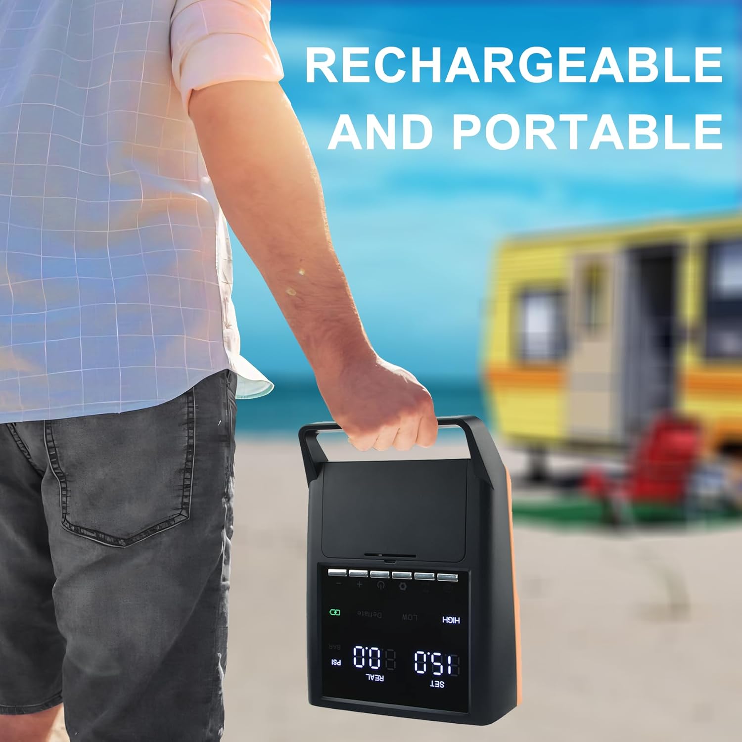 Thumbnail 5 de Mojimdo pompa elettrica per SUP con batteria e luce di emergenza, fino a 20 PSI, 12V DC e Type-C, kit da 6 ugelli