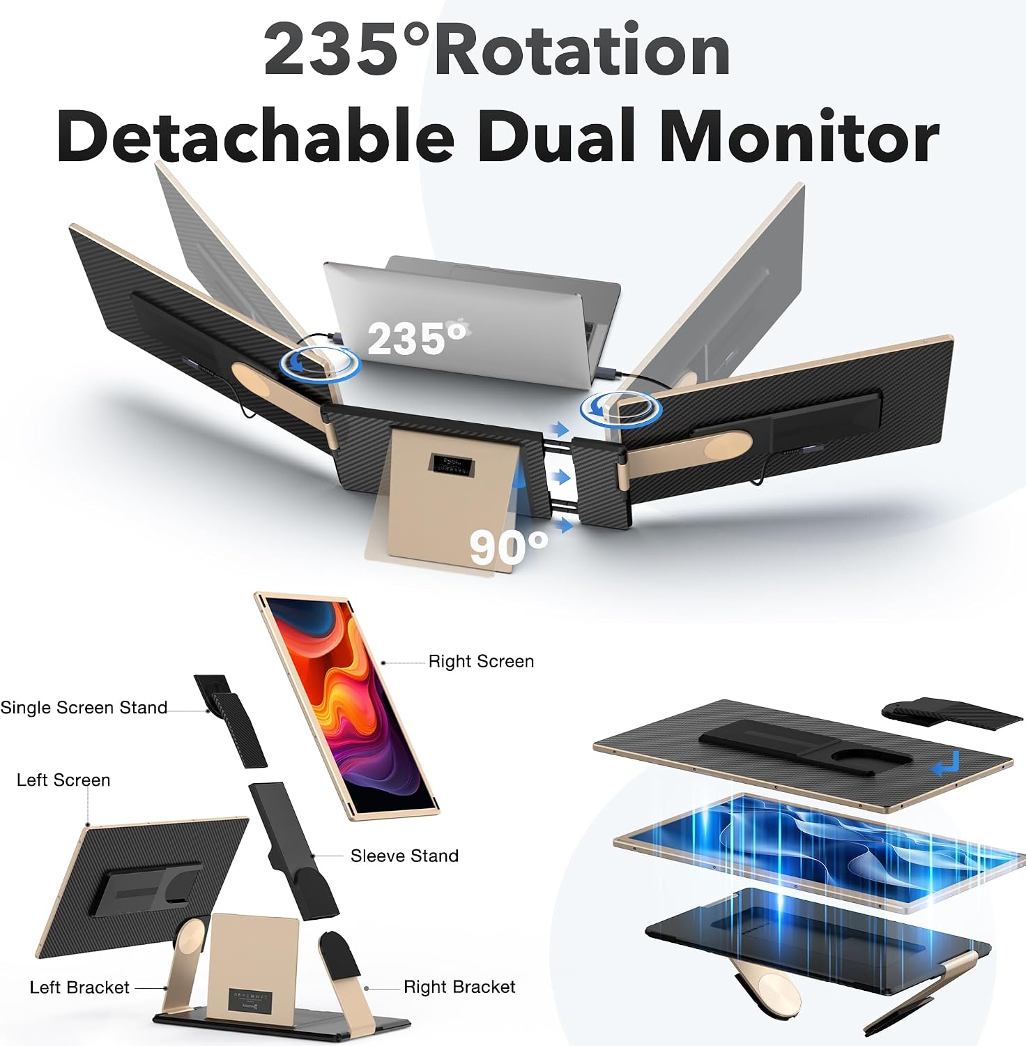 Thumbnail 6 de Kwumsy Monitor Portatile da 15.6" con triplo schermo: USB-C/HDMI, rotazione e versione estesa