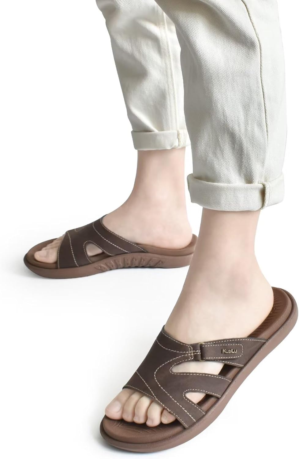 Detalle 2 de KuaiLu Womens Fashion Orthotic Slides for Plantar Fasciitis 👡