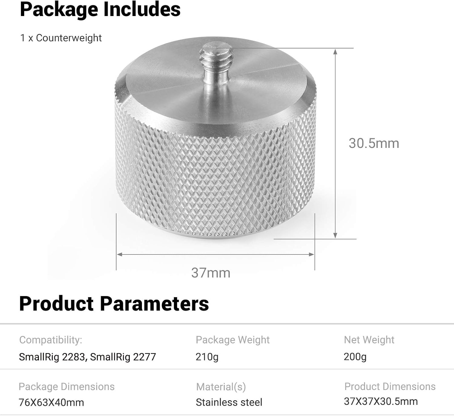 Thumbnail 6 de SMALLRIG Removable Counterweight 200g for DJI Ronin Series and Zhiyun Gimbals (AAW2285)