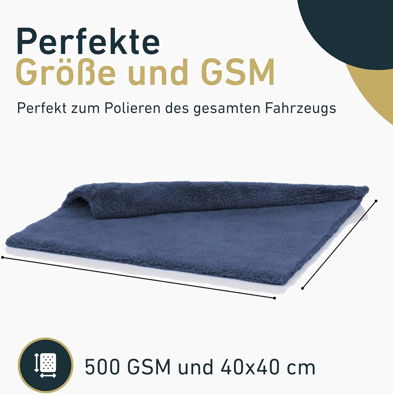 Detalle de Aurum-Performance Auto-Poliertuch 2er Set – randlos, speichert Lack schonend, 40x40 cm