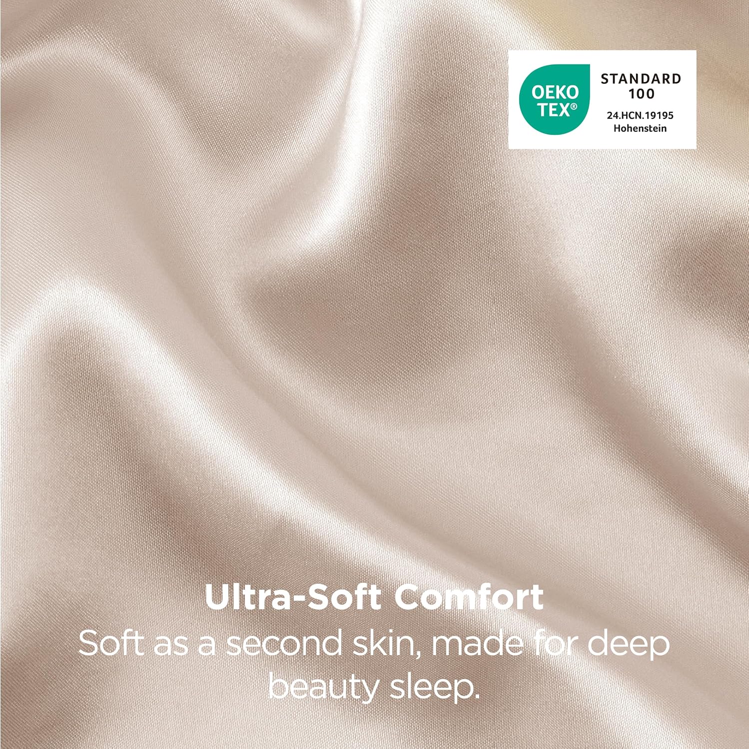 Detalle de Bedsure King Satin Pillowcases, 2-Pack, Beige Polyester with Envelope Closure