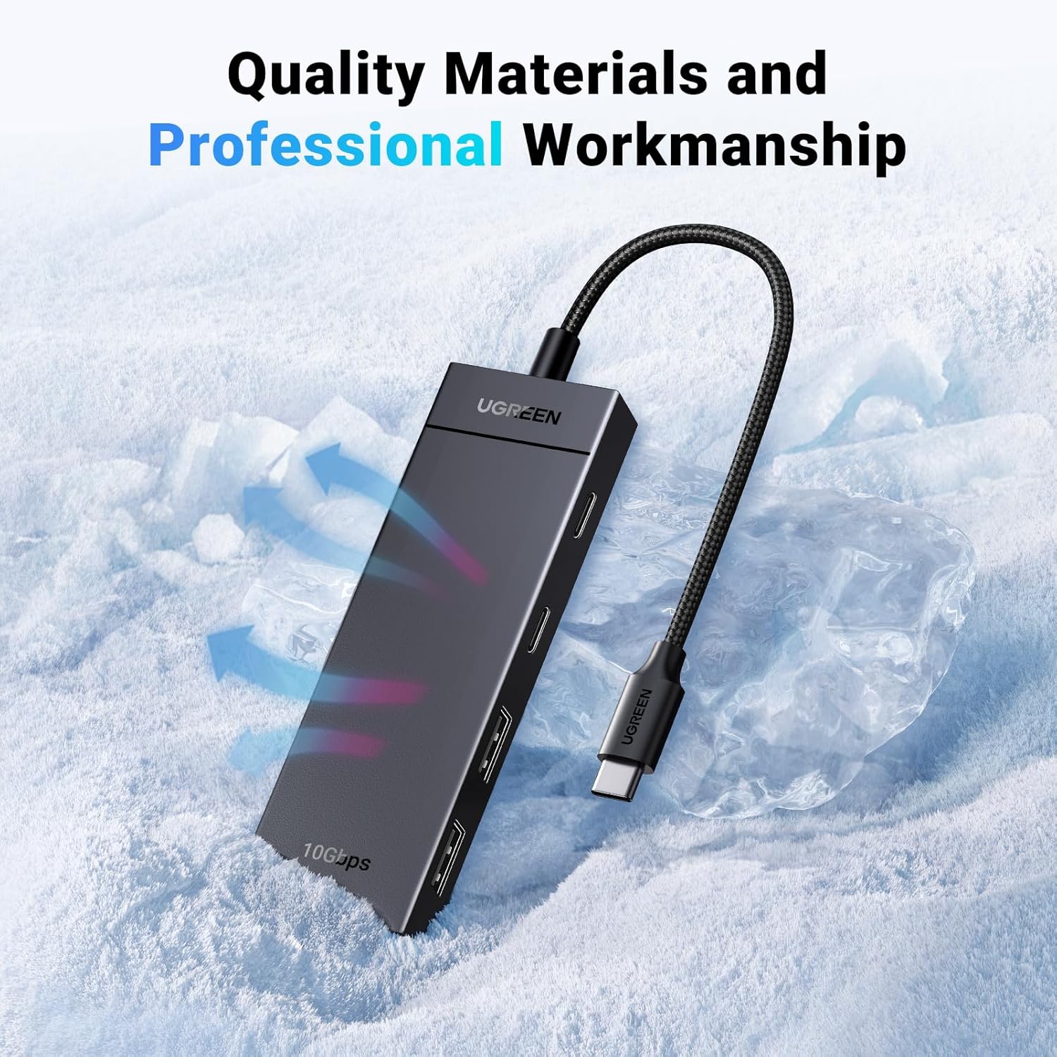 Detalle 2 de UGREEN USB C Hub 10Gbps (2×USB-A + 2×USB-C) with OTG, 30CM Cable