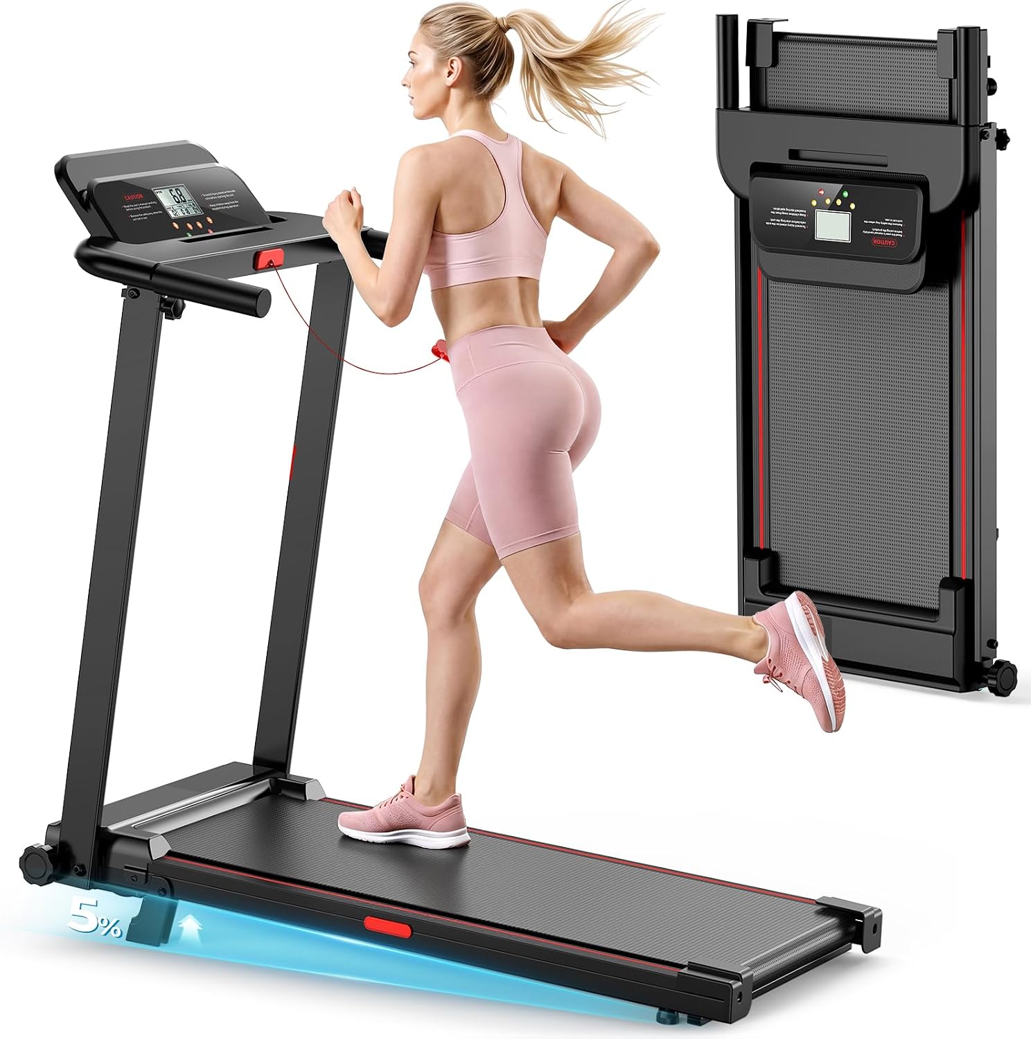 Detalle de Norvexa Laufband für Zuhause – Klappbar, leiser 2.0-HP-Motor, 1–10 km/h, kompakt & leicht zu verstauen