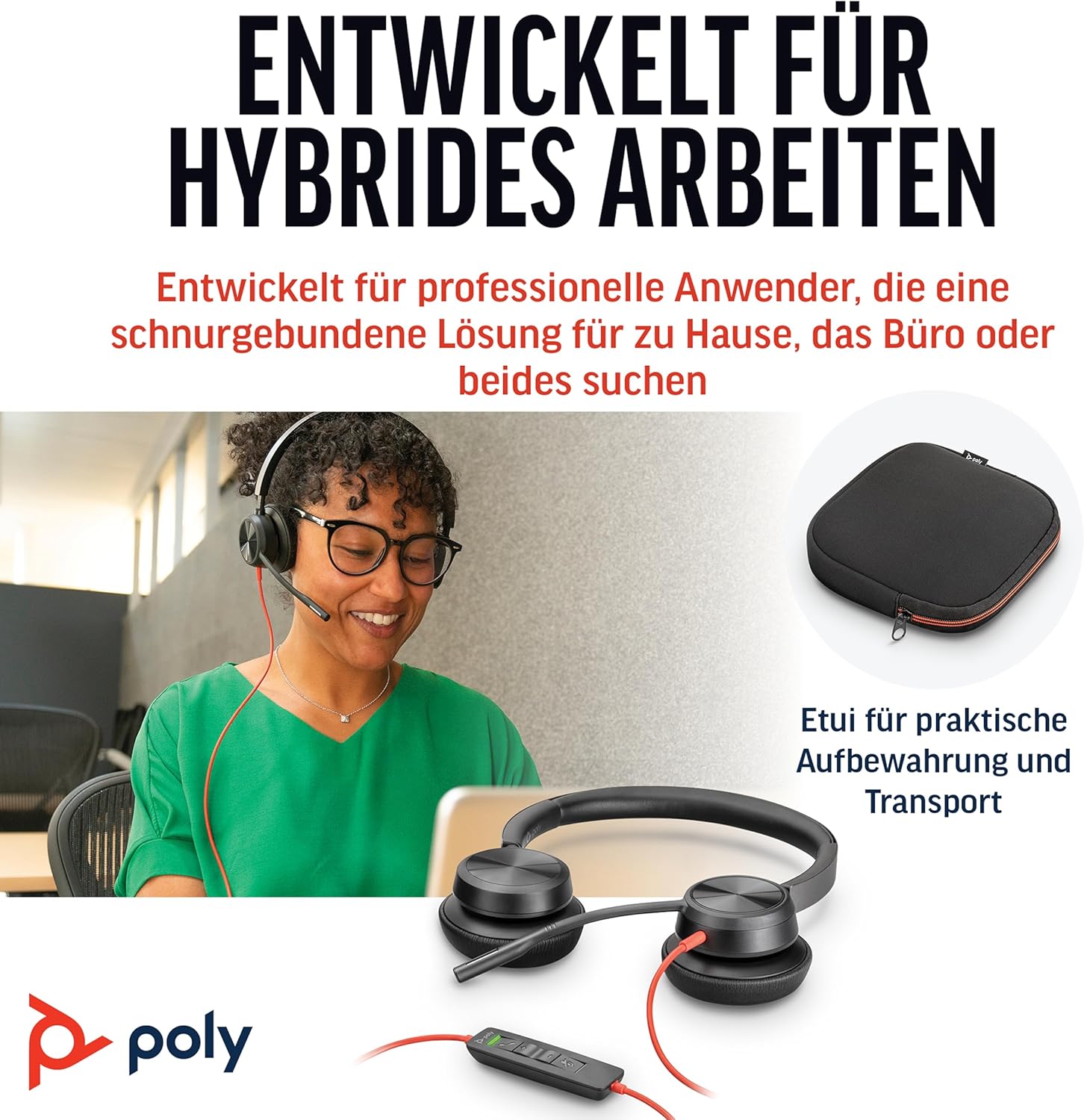 Thumbnail 1 de Poly Headset Blackwire C8225 mit USB-A/C – hybrides Active Noise Cancelling für konzentriertes Arbeiten