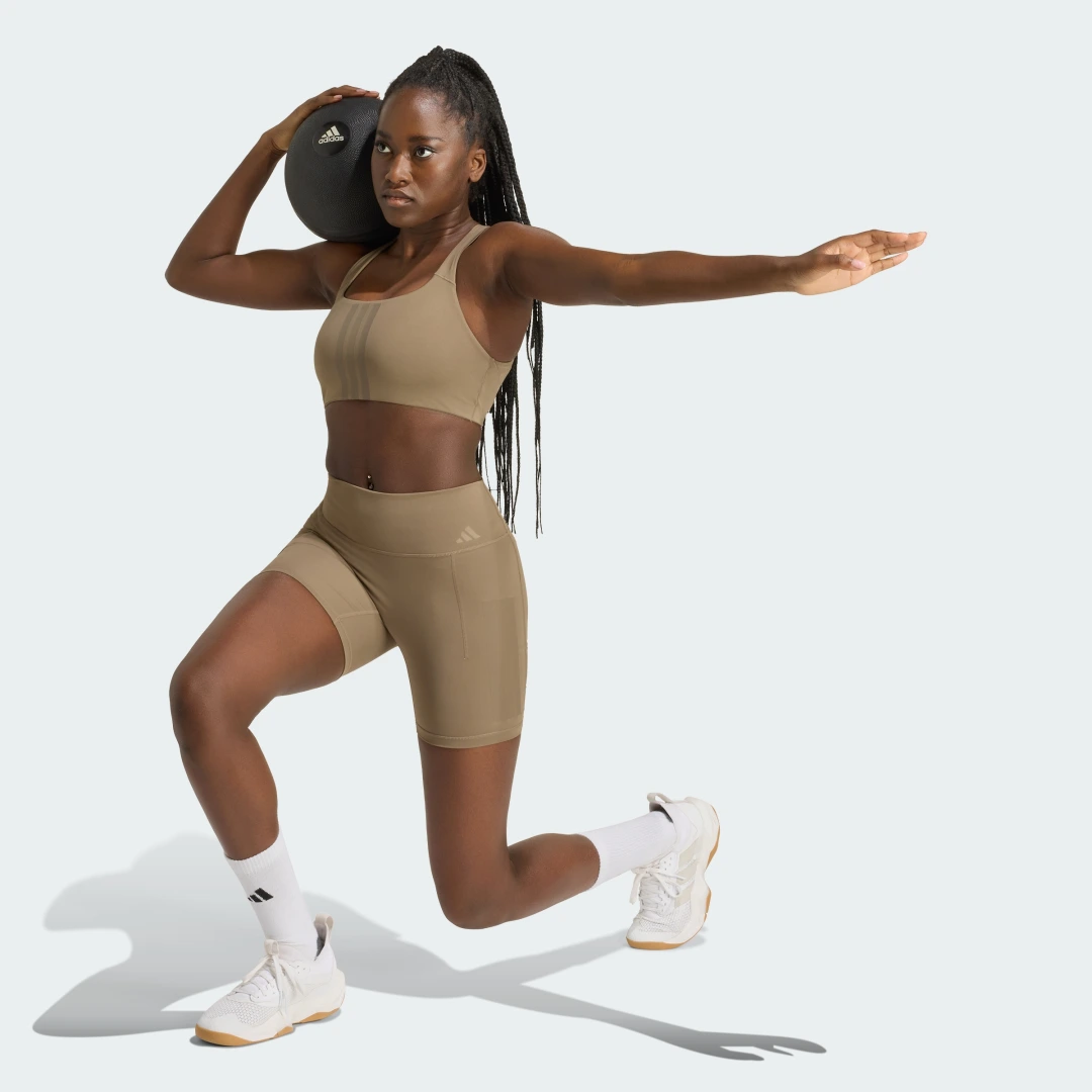 Thumbnail 2 de Mallas cortas de entrenamiento Optime 3 Stripes de Adidas — beige, para entrenamientos diarios