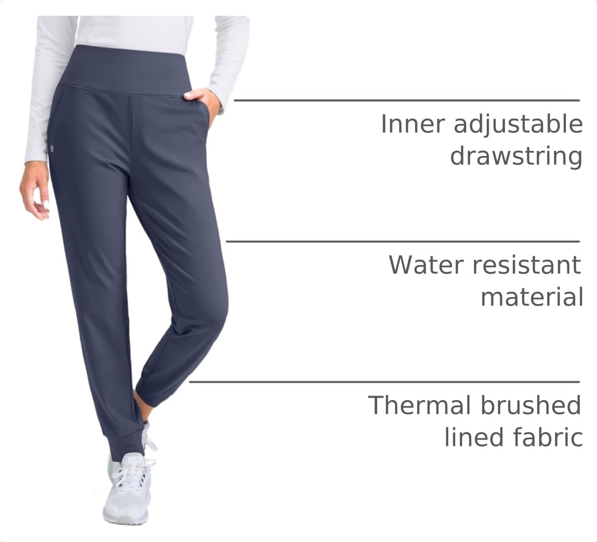 Detalle 2 de G Gradual Women's Fleece-Lined Joggers, High-Waisted Water-Resistant Winter Pants