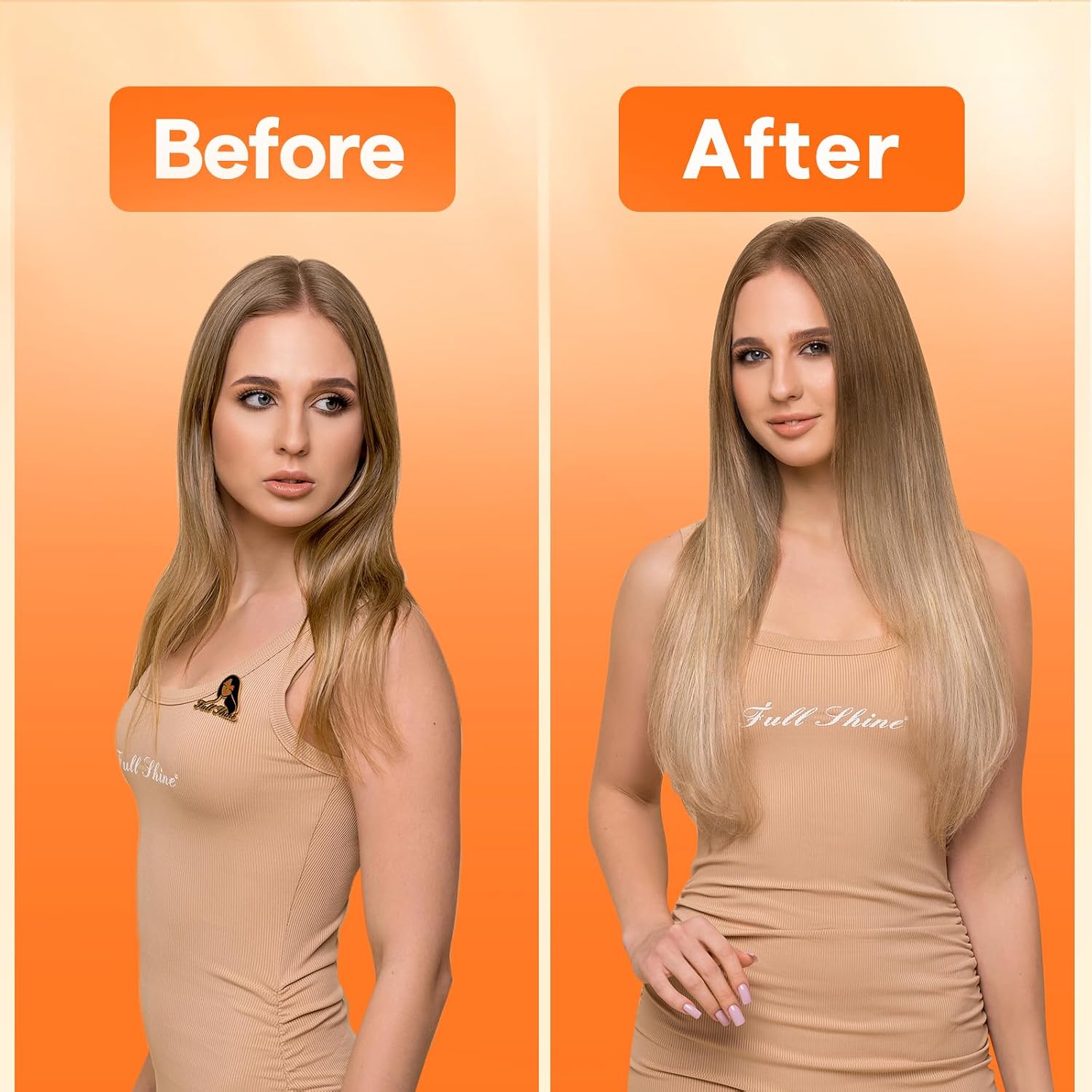 Thumbnail 6 de Full Shine Weft Hair Extensions Human Hair Sew-In Hand-Tied (22 Inch, 60G) – Walnut Brown with Light Blonde Highlights