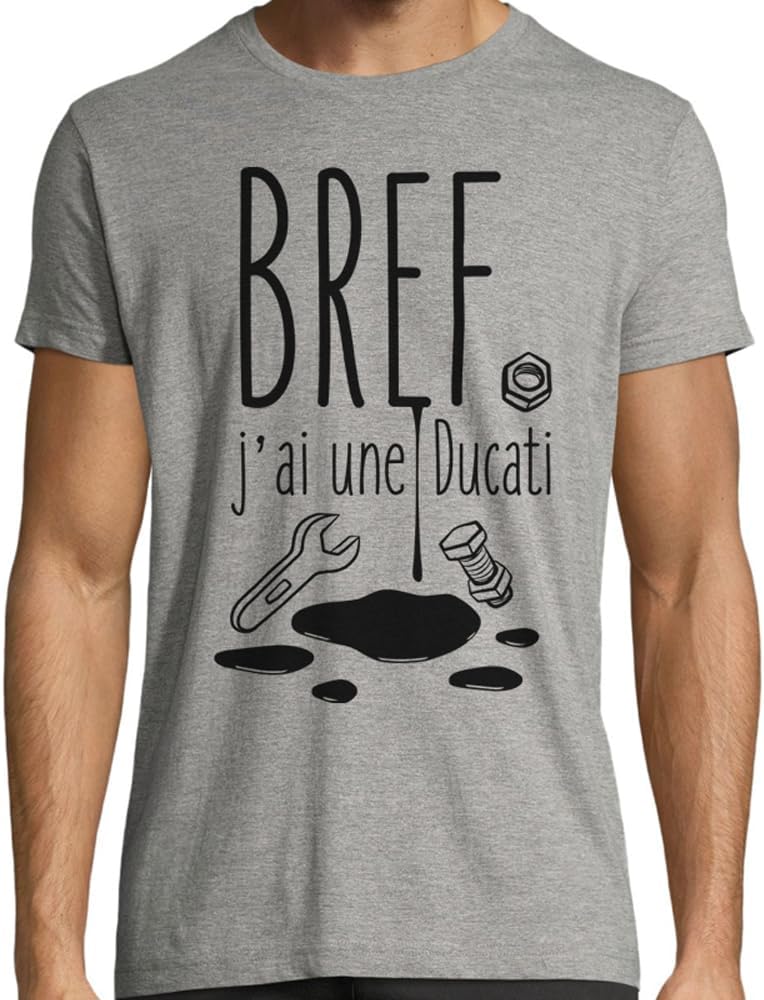 Detalle 2 de T-Shirt Moto Bref J'Ai Une Ducat Humour — coton premium, coupe ajustée