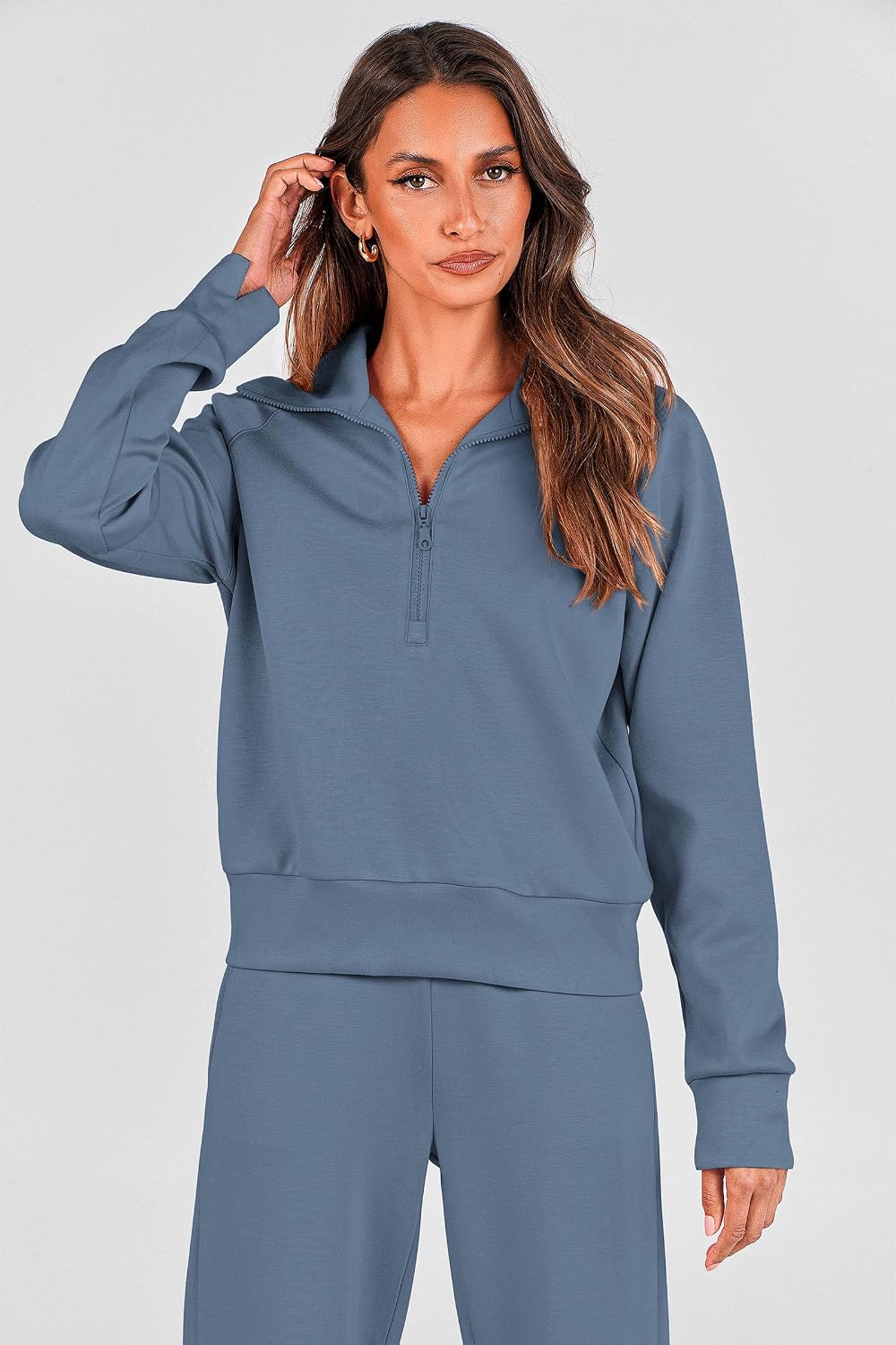 Thumbnail 6 de PRETTYGARDEN Women’s 2-Piece Casual Tracksuit Set (Half-Zip Sweatshirt + Wide-Leg Pants)