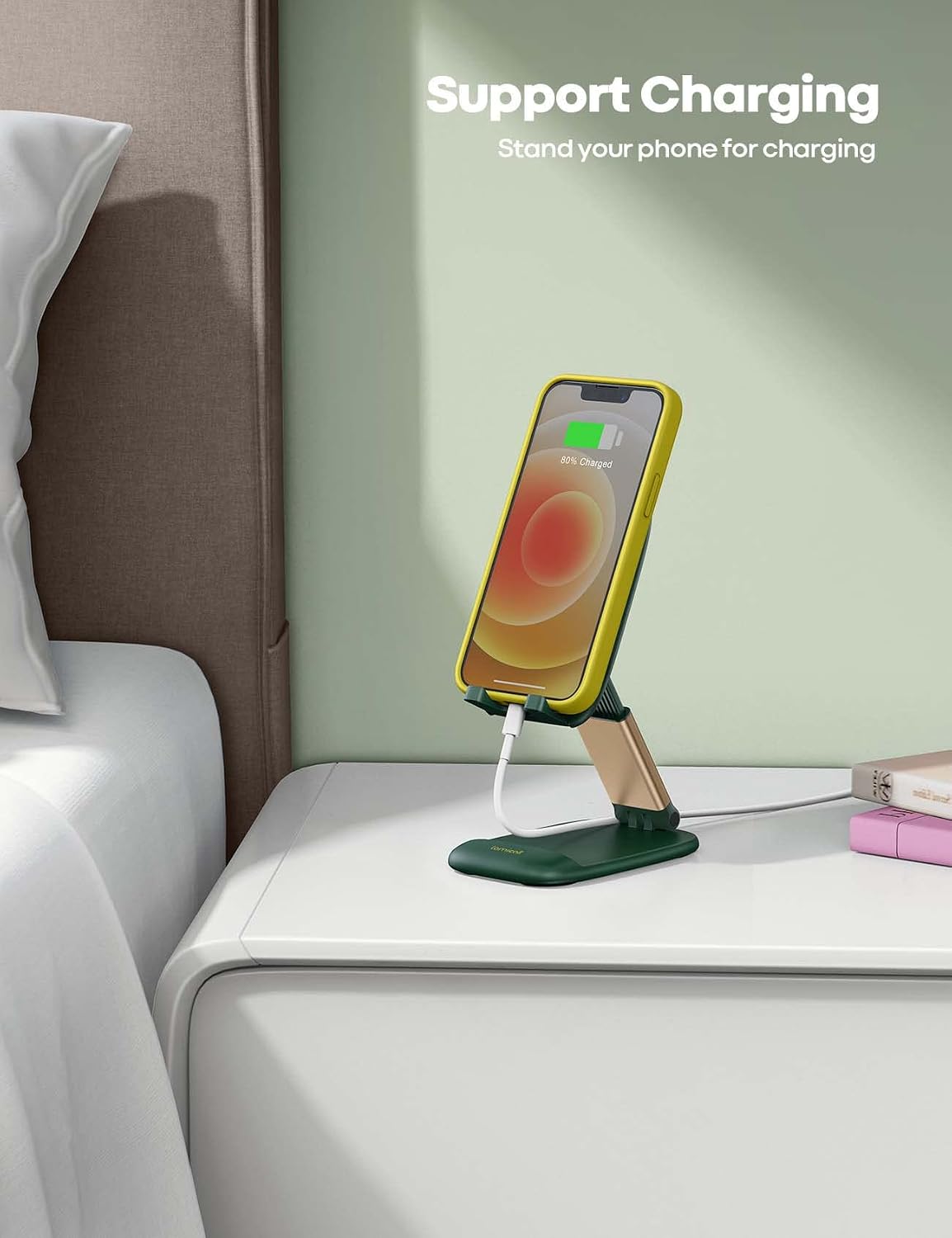 Thumbnail 2 de Lamicall Adjustable Phone Stand for Desk (Foldable) in Green – Height & Angle Adjustable for 4–8 inch phones