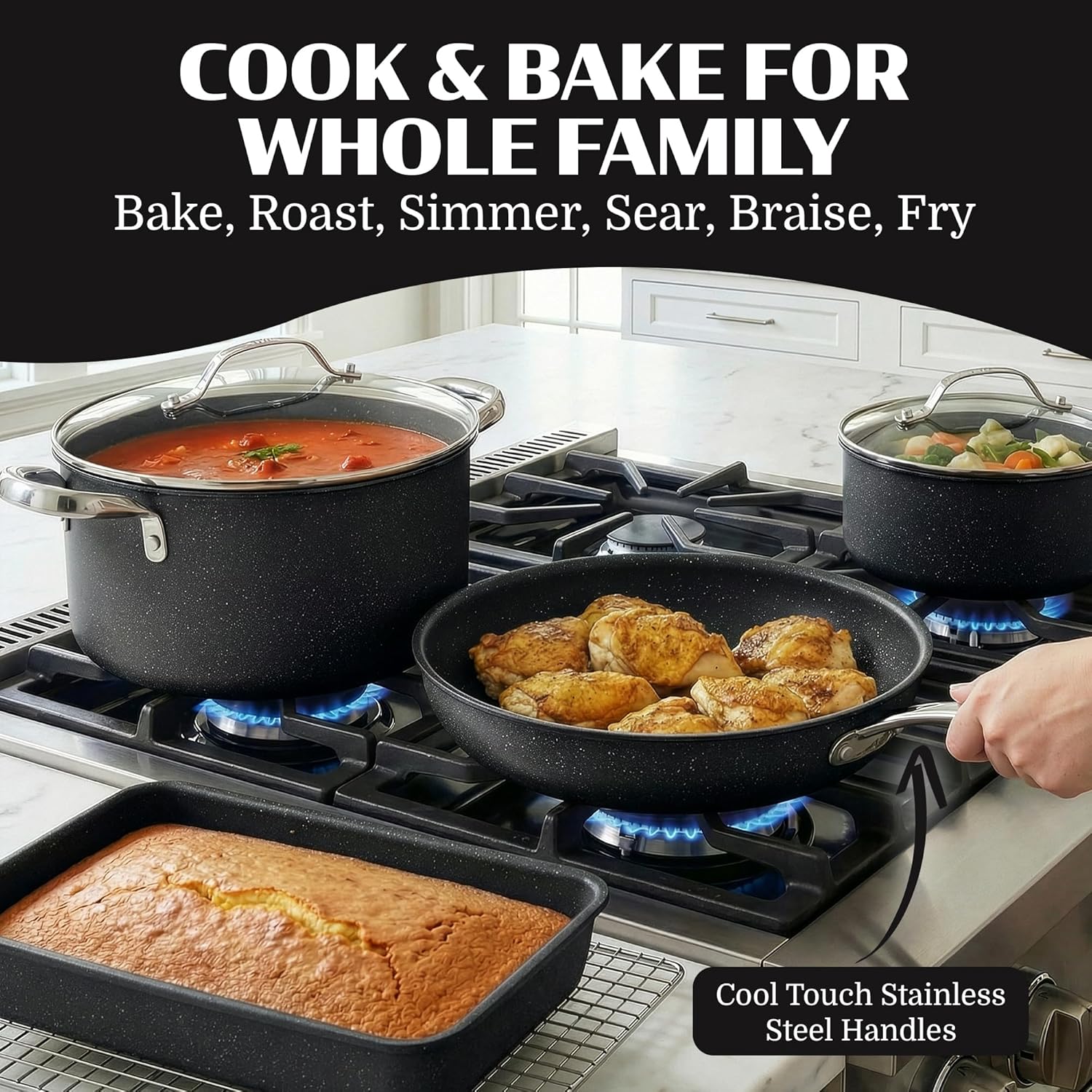 Thumbnail 6 de Granitestone Ceraluxe 20-Piece Ceramic Cookware Set: Complete Kitchen, Nonstick, Oven & Dishwasher Safe