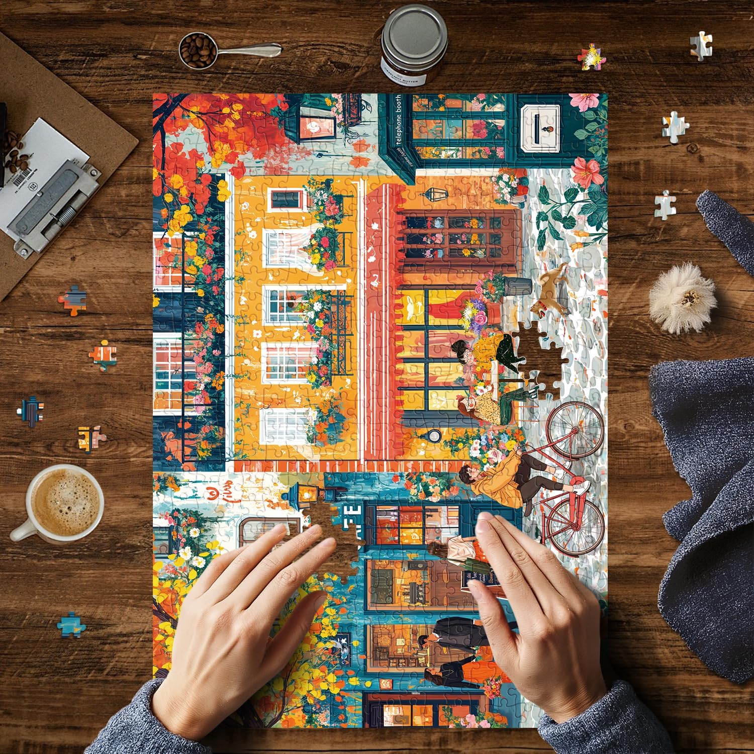 Detalle 2 de HUADADA 500 Piece Jigsaw Puzzle for Adults – Autumn Street Scene (No Back Printing)