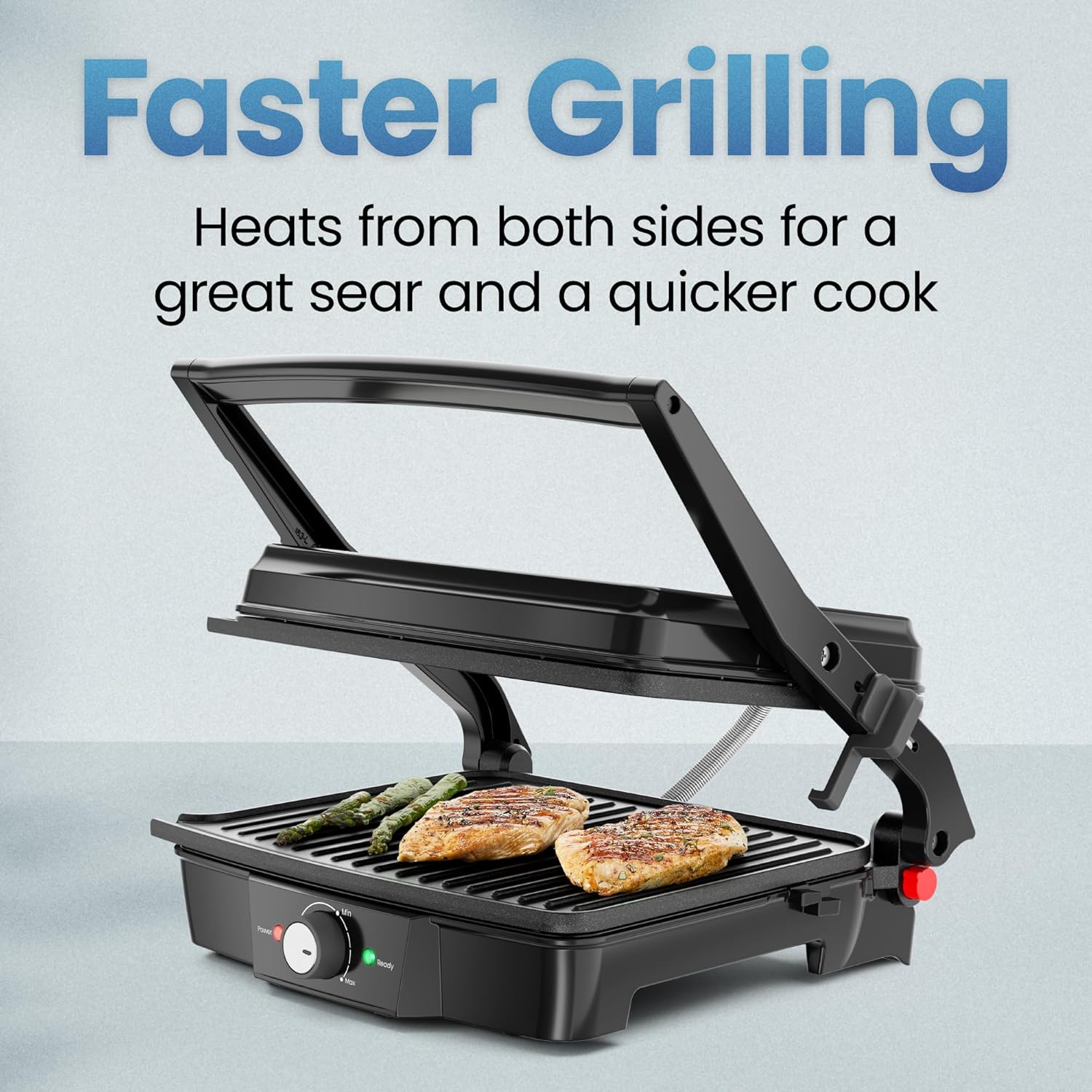 Detalle 2 de Chefman 4 Slice Panini Press 180° open