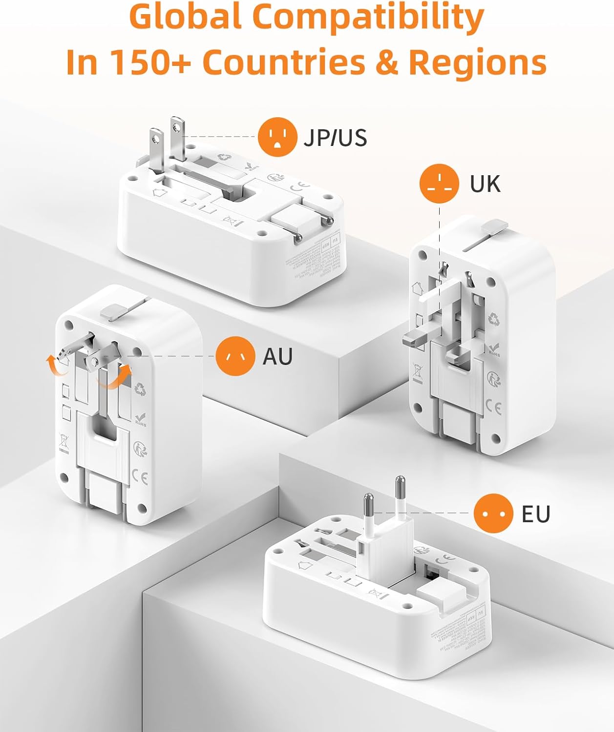 Thumbnail 1 de Reiseadapter Weltweites: 4-in-1 Steckdosenadapter mit USB-C PD 20W und USB-A