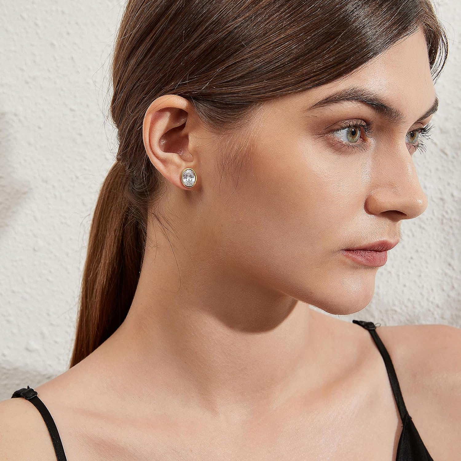 Detalle de Jiamiaoi 18K Weißgold überzogen Simulierte Diamant Ohrstecker aus 925er Silber mit Zirkonia (4–8 mm) – zeitloses Damen- und Herrenmodell
