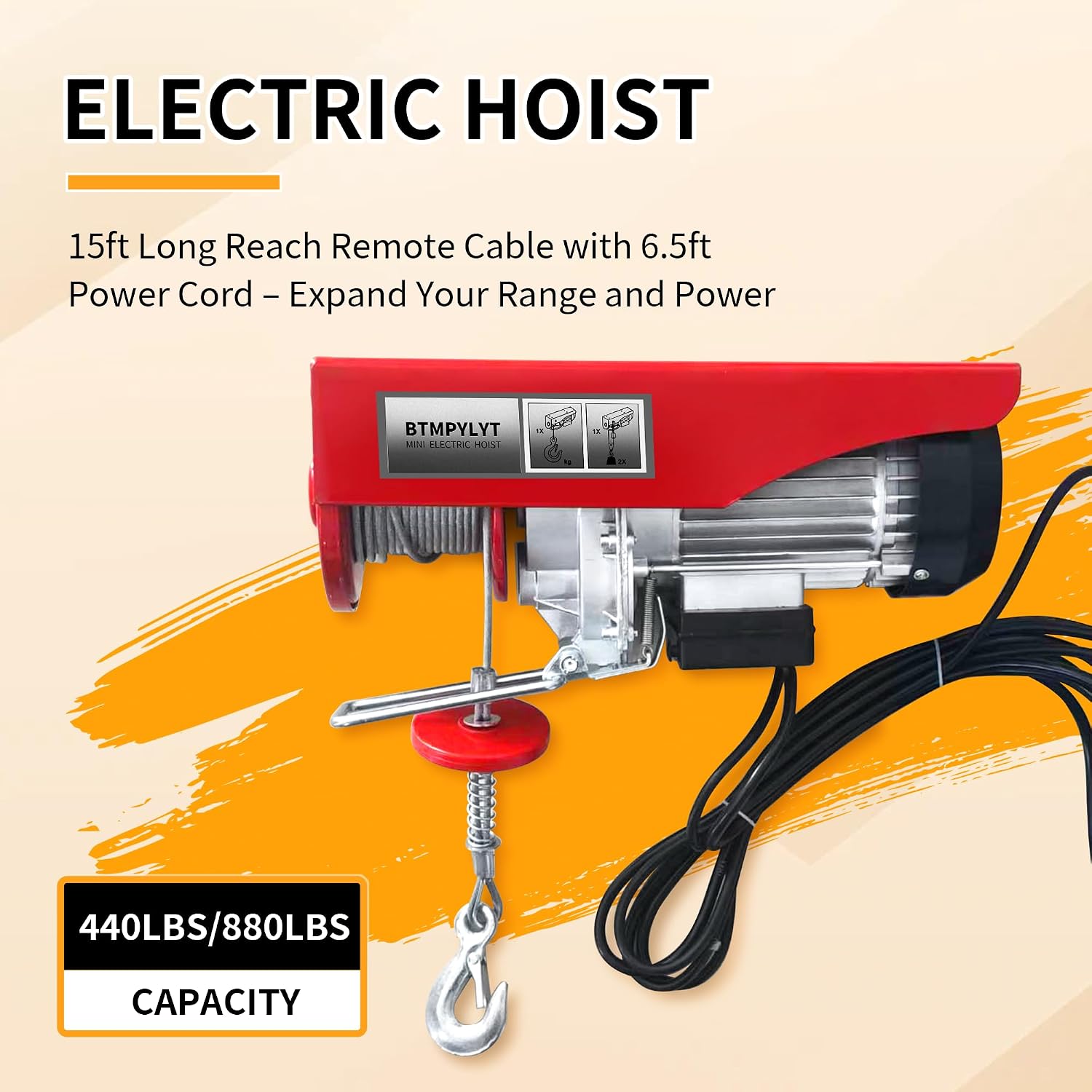 Thumbnail 6 de BTMPYLYT Electric Hoist Winch, 880-lb Capacity