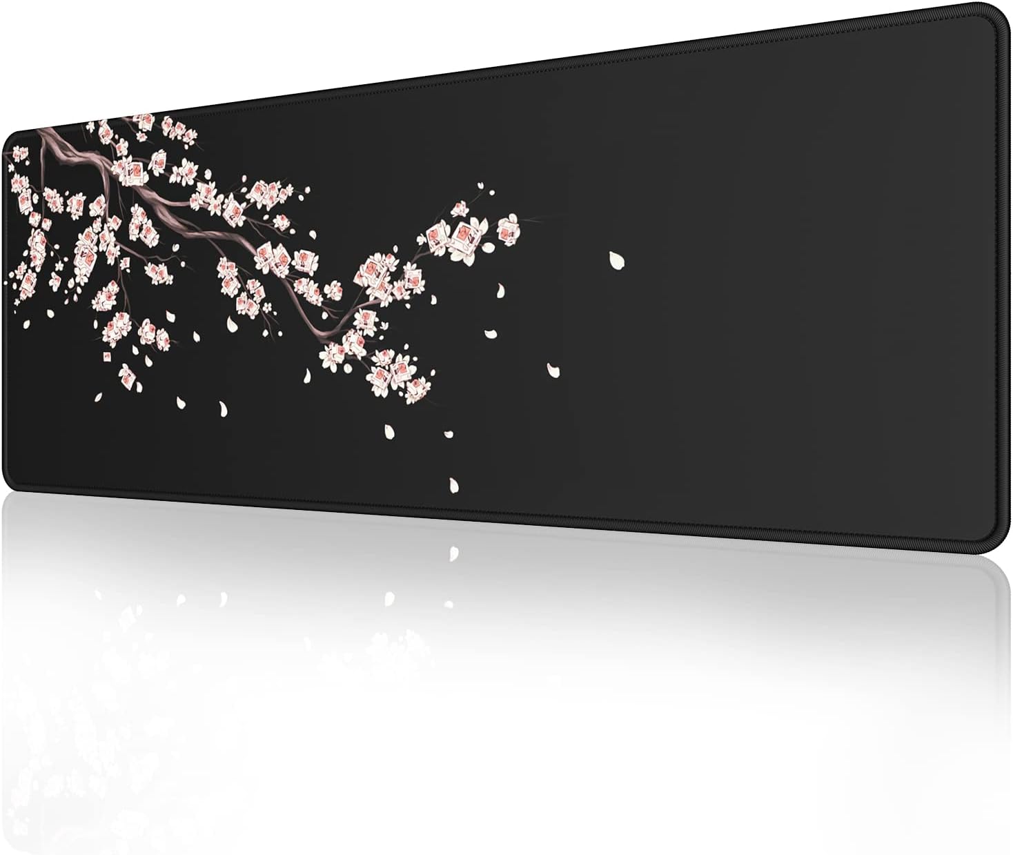 Detalle de EFISH Black Japanese Plum Blossoms Extended Large Mouse Pad (31.5 x 11.8 x 0.12 inches)