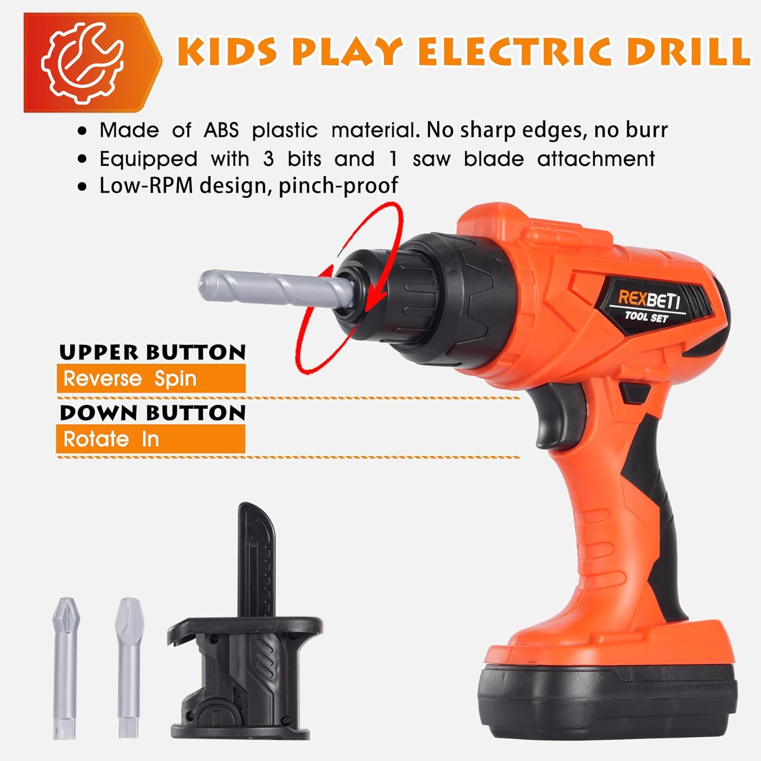Thumbnail 4 de REXBETI Kids Tool Set with Box and Electronic Toy Drill (Pretend Play Workbench, Ages 3–8)