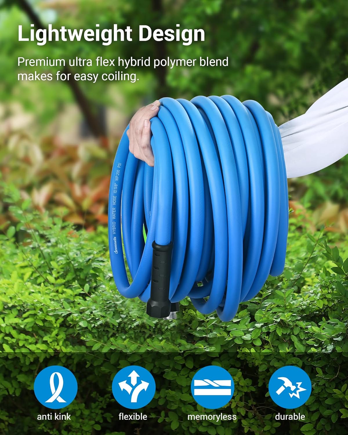 Thumbnail 3 de DEWENWILS 75 ft Hybrid Garden Hose with Swivel Handle — Heavy Duty, Lightweight & Drinking-Water Safe
