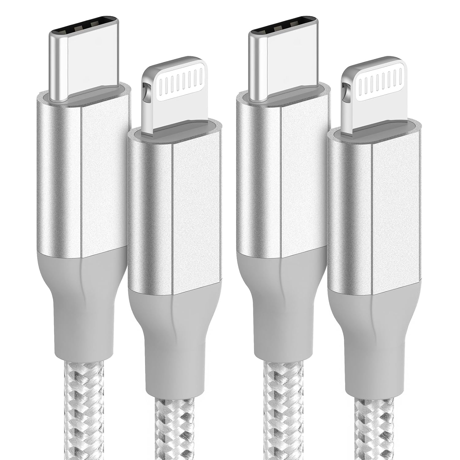 Detalle de Acecene USB‑C auf Lightning Kabel 1 m (2er‑Set) mit MFi & Power Delivery, silber