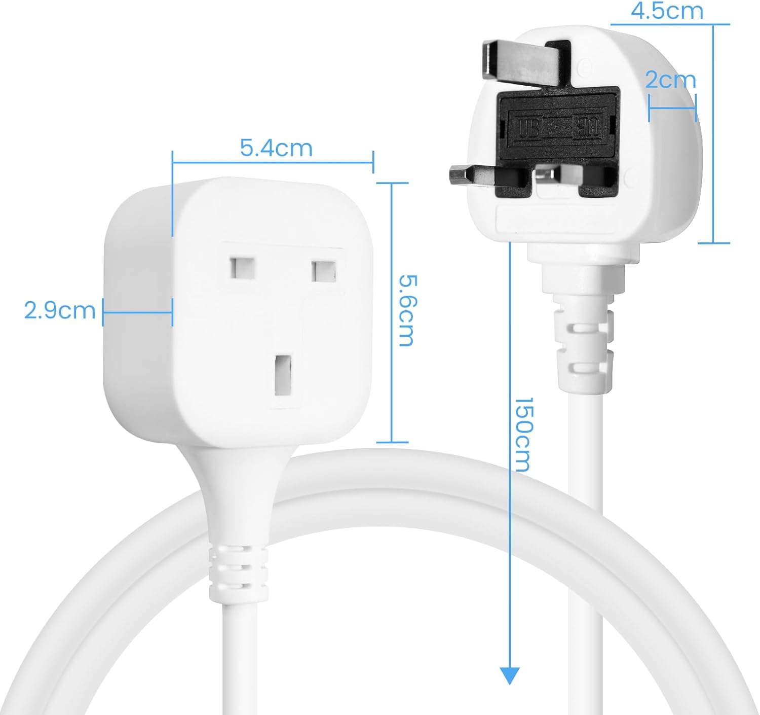 Detalle de Single Plug Extension Lead 5m surge-protected 13A socket 🔌