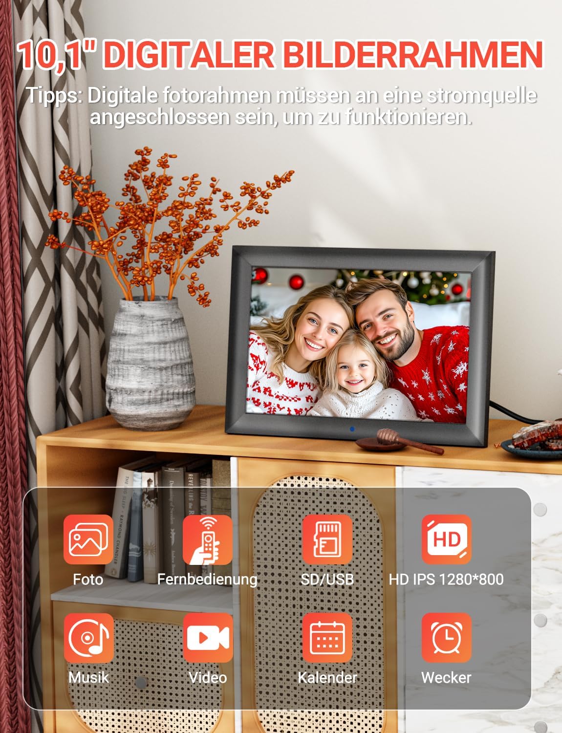 Detalle 2 de OBVHNUA Digitaler Bilderrahmen 10,1 Zoll