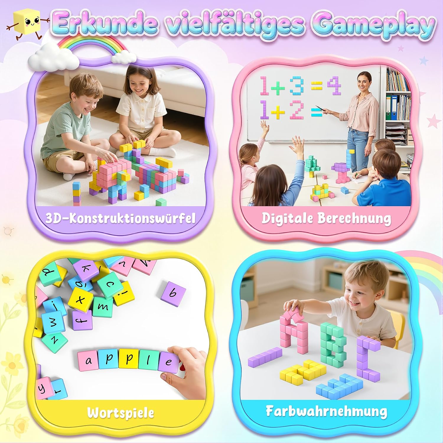 Detalle de COOLJOIN Magnetische Bausteine – 48 Teile Macaron Reiseset