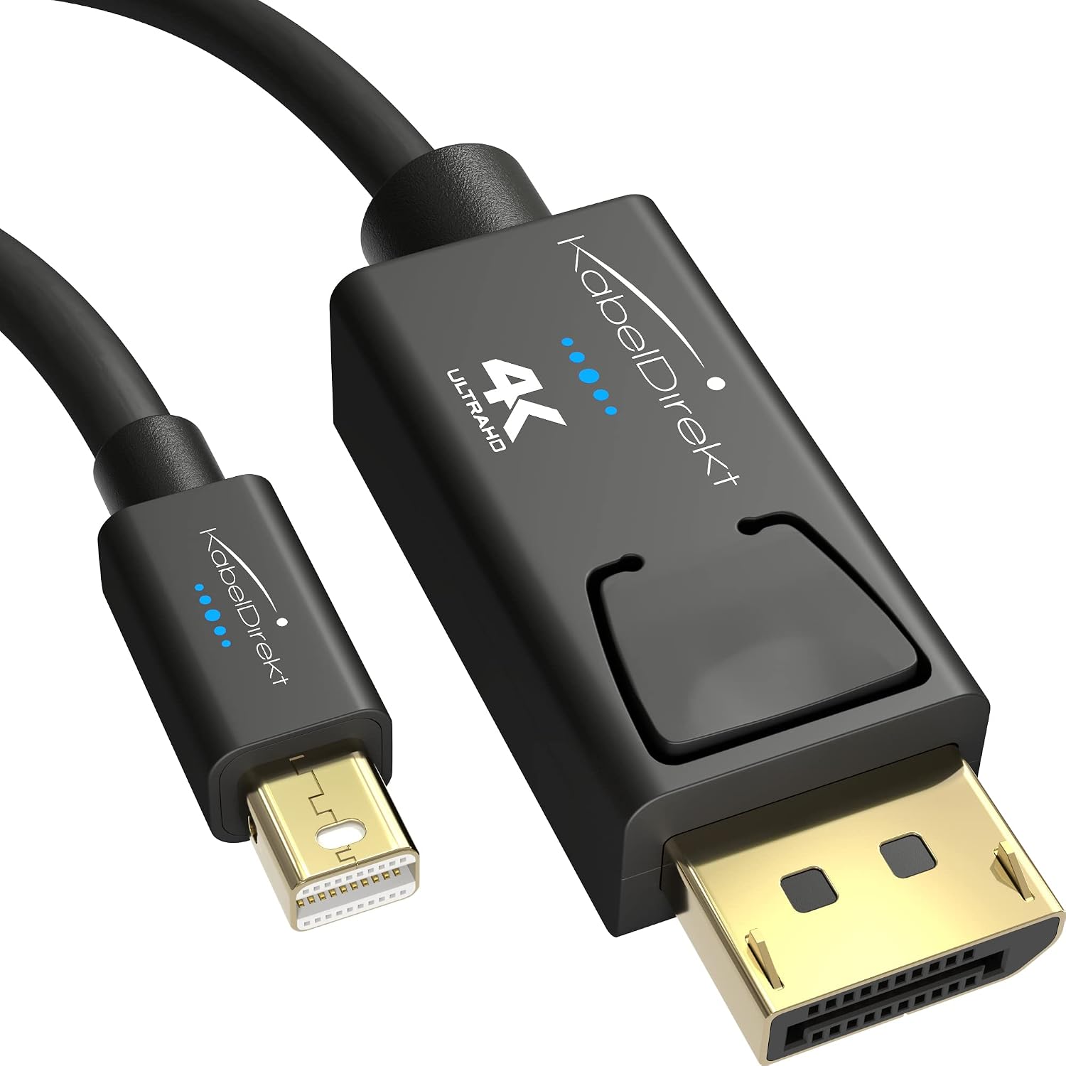 Detalle de KabelDirekt 4K Mini DisplayPort to DisplayPort Cable (5m) with AIS shielding – Thunderbolt 1/2 compatible